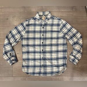 Relwen Mens Flannel Shirt M Blue White Plaid Long Sleeve